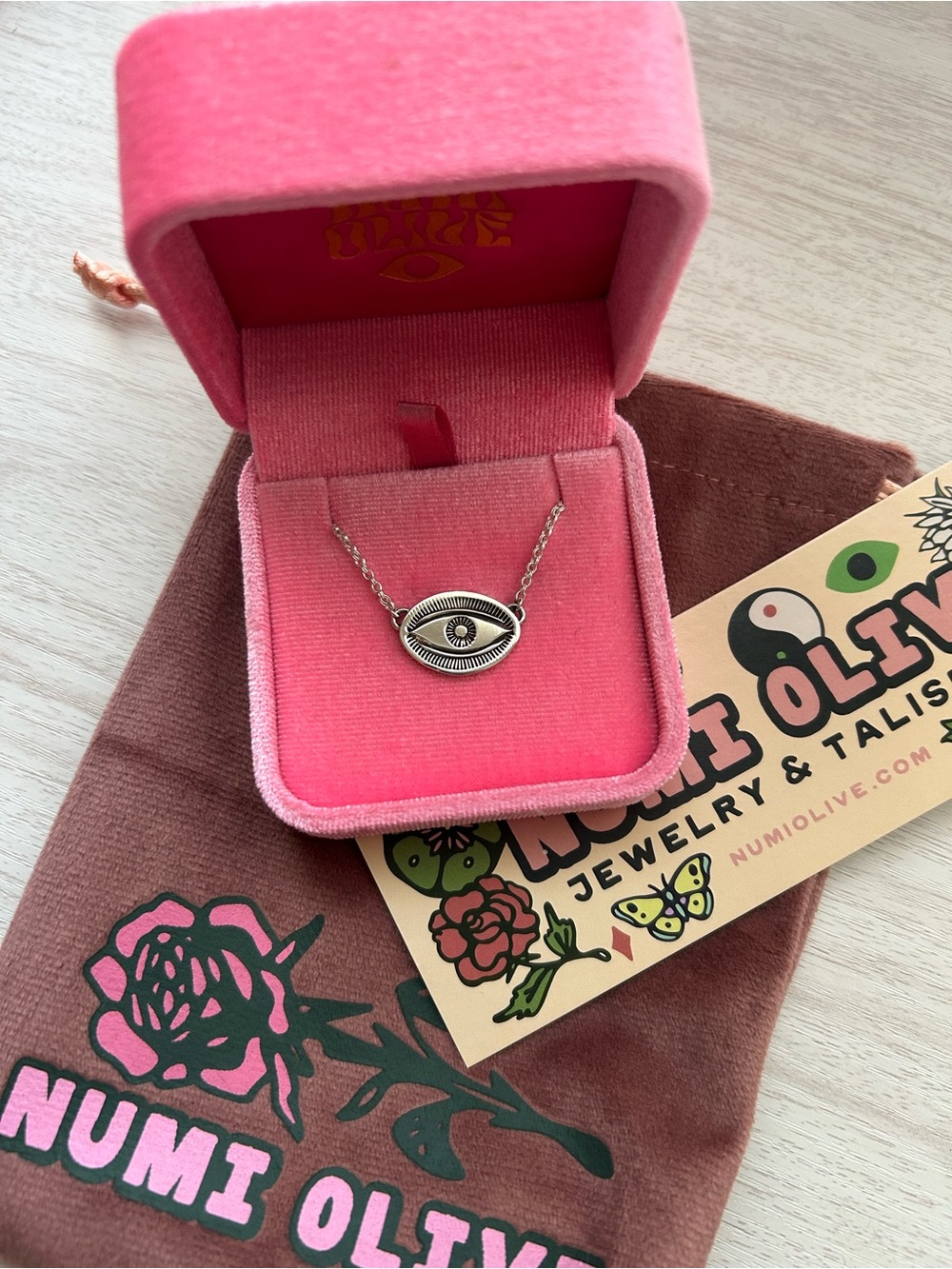 Numi Olive sterling silver evil eye necklace